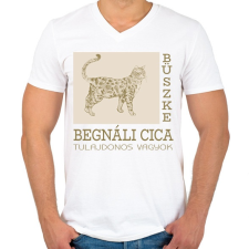 PRINTFASHION Büszke cica tulajdonos - Bengáli - Férfi V-nyakú póló - Fehér férfi póló