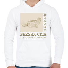PRINTFASHION Büszke cica tulajdonos - Perzsa - Férfi kapucnis pulóver - Fehér
