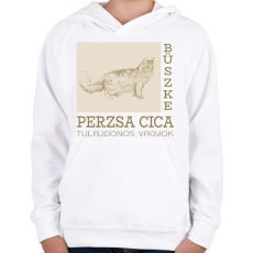 PRINTFASHION Büszke cica tulajdonos - Perzsa - Gyerek kapucnis pulóver - Fehér