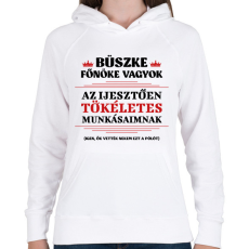 PRINTFASHION Büszke főnök - Női kapucnis pulóver - Fehér