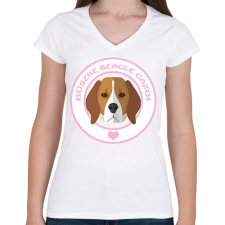 PRINTFASHION Büszke gazdi: Beagle - Női V-nyakú póló - Fehér női póló