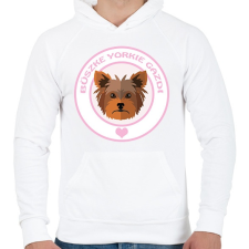 PRINTFASHION Büszke gazdi: Yorkie - Férfi kapucnis pulóver - Fehér férfi pulóver, kardigán