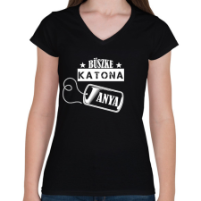 PRINTFASHION Büszke katona anya - Női V-nyakú póló - Fekete női póló