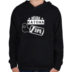 PRINTFASHION Büszke katona apa - Gyerek kapucnis pulóver - Fekete
