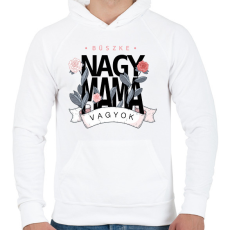 PRINTFASHION Büszke Nagymama vagyok - fekete felirat - Férfi kapucnis pulóver - Fehér