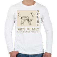 PRINTFASHION Büszke tulajdonos - Skót juhász - Férfi hosszú ujjú póló - Fehér