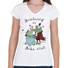 PRINTFASHION Büszkeség és béka élet - Női V-nyakú póló - Fehér