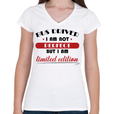 PRINTFASHION Buszsofőr - Limitált kiadás - Női V-nyakú póló - Fehér