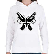 PRINTFASHION Butterfly gun - Női kapucnis pulóver - Fehér női pulóver, kardigán