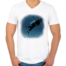 PRINTFASHION Búvár - Férfi V-nyakú póló - Fehér