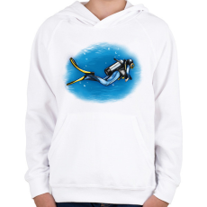 PRINTFASHION Búvár - Gyerek kapucnis pulóver - Fehér
