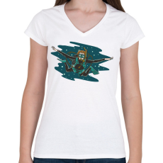 PRINTFASHION Búvár - Női V-nyakú póló - Fehér