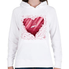 PRINTFASHION Búvár szív - Női kapucnis pulóver - Fehér női pulóver, kardigán