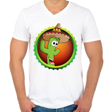 PRINTFASHION Cactus - Férfi V-nyakú póló - Fehér férfi póló