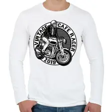 PRINTFASHION Cafe racer - Férfi hosszú ujjú póló - Fehér férfi póló