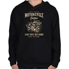 PRINTFASHION cafe racer - Gyerek kapucnis pulóver - Fekete gyerek pulóver, kardigán