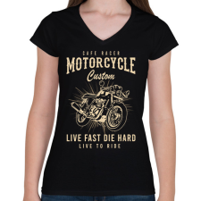 PRINTFASHION cafe racer - Női V-nyakú póló - Fekete női póló