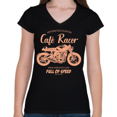 PRINTFASHION café racer - Női V-nyakú póló - Fekete