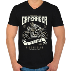 PRINTFASHION Caferacer - Férfi V-nyakú póló - Fekete