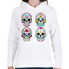 PRINTFASHION Calavera koponyák - Női kapucnis pulóver - Fehér
