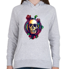 PRINTFASHION Calavera virágos koponya - Női kapucnis pulóver - Sport szürke női pulóver, kardigán