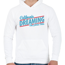 PRINTFASHION California Dreaming - The Golden State - Férfi kapucnis pulóver - Fehér