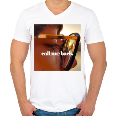 PRINTFASHION call me back. - Férfi V-nyakú póló - Fehér