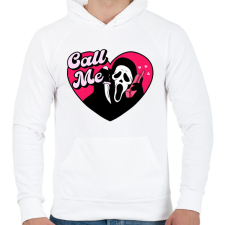 PRINTFASHION call me sikoly - Férfi kapucnis pulóver - Fehér férfi pulóver, kardigán