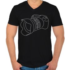 PRINTFASHION Camera - Férfi V-nyakú póló - Fekete férfi póló