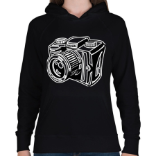 PRINTFASHION Camera - Női kapucnis pulóver - Fekete női pulóver, kardigán