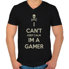 PRINTFASHION Can't keep calm - Férfi V-nyakú póló - Fekete férfi póló