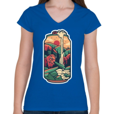 PRINTFASHION Can-wood - Női V-nyakú póló - Királykék női póló