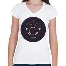 PRINTFASHION Cancer - Rák - Női V-nyakú póló - Fehér női póló