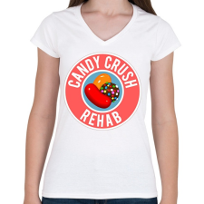 PRINTFASHION Candy Crush - Női V-nyakú póló - Fehér női póló