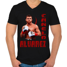PRINTFASHION canelo alvarez - Férfi V-nyakú póló - Fekete