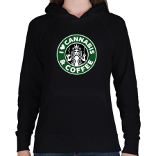 PRINTFASHION Cannabis and coffee - Női kapucnis pulóver - Fekete női pulóver, kardigán