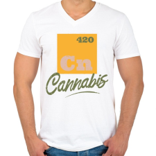 PRINTFASHION Cannabis - Cn 420 - Férfi V-nyakú póló - Fehér férfi póló