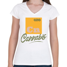 PRINTFASHION Cannabis - Cn 420 - Női V-nyakú póló - Fehér