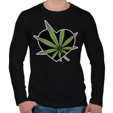 PRINTFASHION cannabis heart-01 - Férfi hosszú ujjú póló - Fekete férfi póló