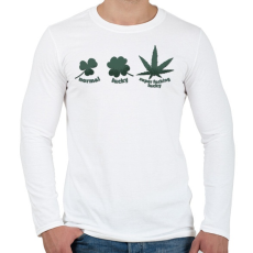 PRINTFASHION Cannabis - super fucking lucky - Férfi hosszú ujjú póló - Fehér
