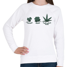 PRINTFASHION Cannabis - super fucking lucky - Női pulóver - Fehér
