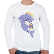 PRINTFASHION Cápa - Férfi hosszú ujjú póló - Fehér férfi póló