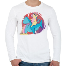 PRINTFASHION Cápa lovas ló - Férfi hosszú ujjú póló - Fehér
