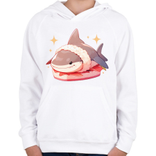 PRINTFASHION Cápa sushi - Gyerek kapucnis pulóver - Fehér gyerek pulóver, kardigán