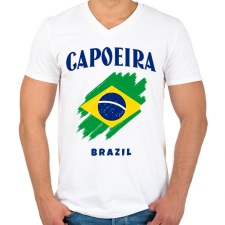 PRINTFASHION CAPOEIRA BRAZIL - Férfi V-nyakú póló - Fehér férfi póló
