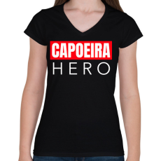 PRINTFASHION CAPOEIRA HERO - Női V-nyakú póló - Fekete