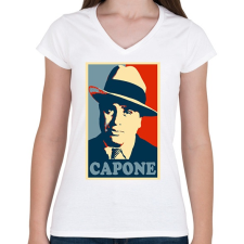 PRINTFASHION Capone - Női V-nyakú póló - Fehér női póló