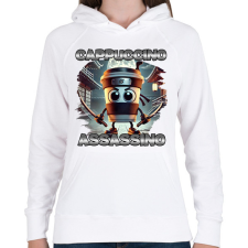 PRINTFASHION Cappuccino Assassino - Női kapucnis pulóver - Fehér női pulóver, kardigán