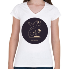 PRINTFASHION Capricorn - Bak - Női V-nyakú póló - Fehér női póló