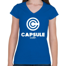 PRINTFASHION Capsule Corp - Női V-nyakú póló - Királykék